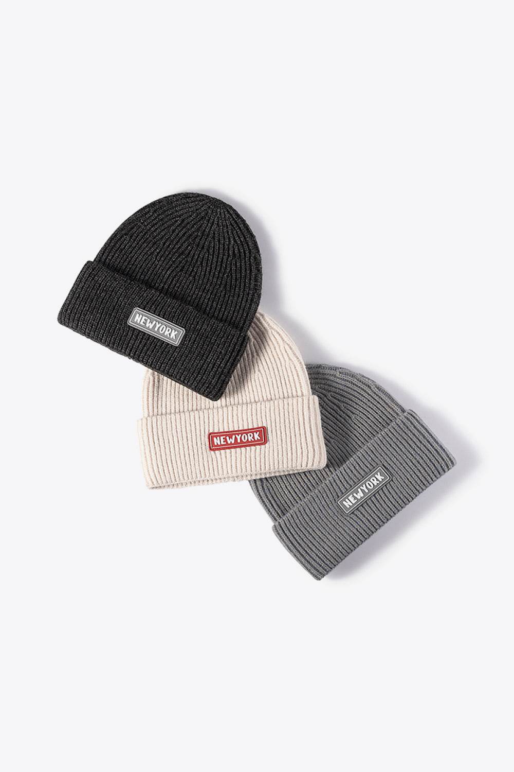 NEWYORK Patch Rib-Knit Cuffed Beanie - Hovatok