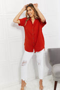 Zenana Full Size Summer Breeze Gauze Short Sleeve Shirt in Copper - Hovatok
