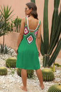 Geometric V-Neck Spaghetti Strap Cover Up Dress - Hovatok