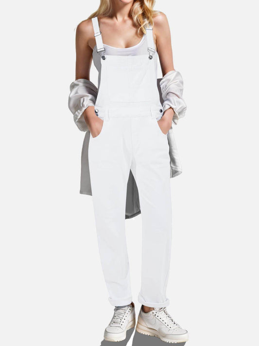 Square Neck Wide Strap Denim Overalls - Hovatok