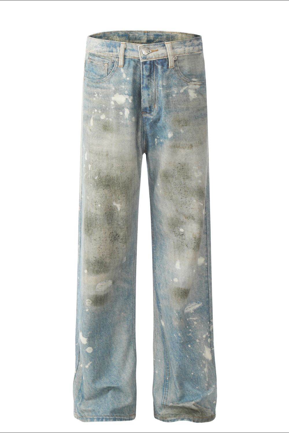 Men's Waste Soil Style Straight Leg Jeans - Hovatok