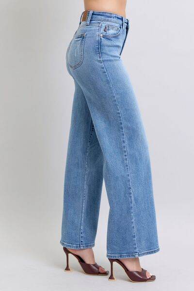 Judy Blue Full Size Wide Leg Jeans with Pockets - Hovatok