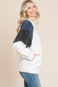 Culture Code Color Block Faux Fur Raglan Sleeve Sweatshirt - Hovatok