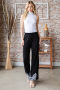 Heimish Full Size Solid Damask Casual Pants Plus Size - Hovatok