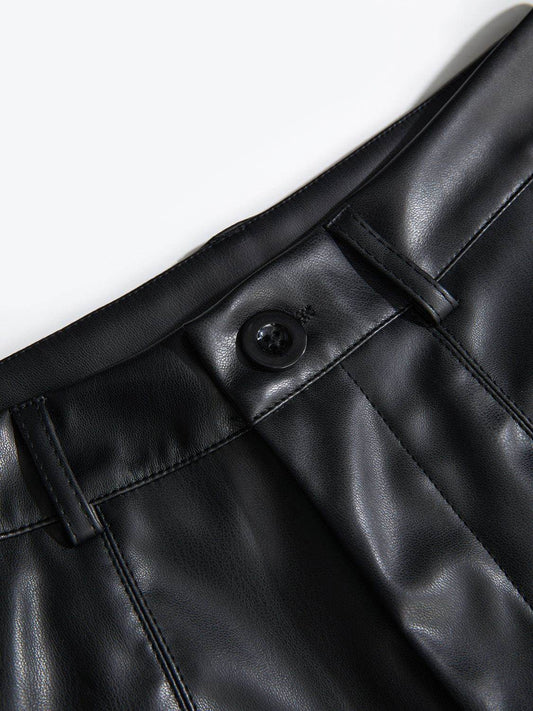 PU Leather High Rise Shorts - Hovatok