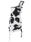Ruffled Tie-Dye Single Shoulder Mini Dress - Hovatok