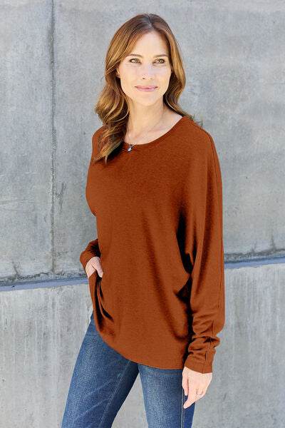 Double Take Full Size Round Neck Long Sleeve T-Shirt - Hovatok
