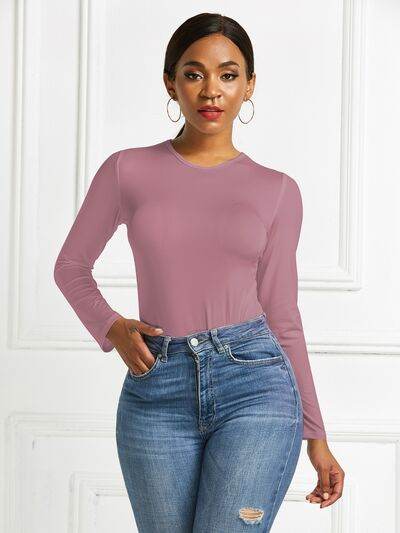 Round Neck Long Sleeve Bodysuit - Hovatok