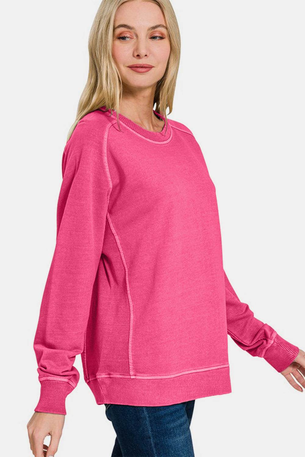 Zenana Full Size Pigment Dyed French Terry Sweatshirt - Hovatok