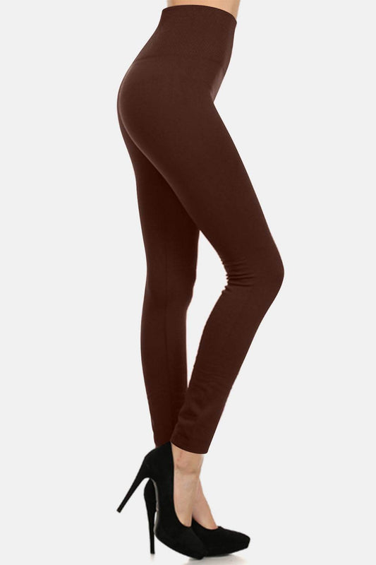 Yelete Full Size Seamless Fleece Lined Leggings - Hovatok