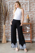 Heimish Full Size Solid Damask Casual Pants Plus Size - Hovatok