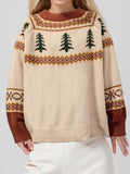 Graphic Round Neck Long Sleeve Sweater - Hovatok