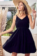 BiBi V-Neck Ruffle Hem Mini Cami Dress - Hovatok