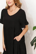 Mandy V-Neck Flounce Sleeve Tiered Dress - Hovatok