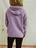 Drawstring Long Sleeve Hooded Sweater - Hovatok