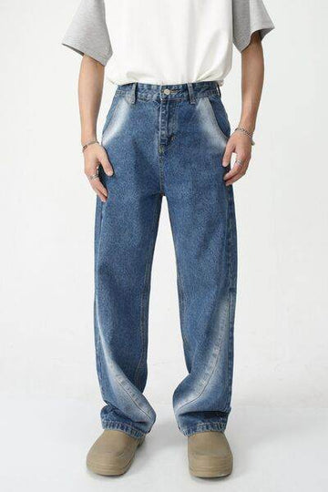 Men's Tie-Dye Washed Straight Leg Jeans - Hovatok