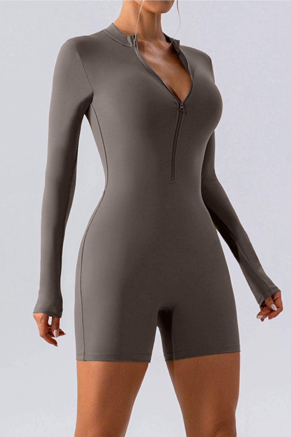 Half Zip Long Sleeve Active Romper - Hovatok