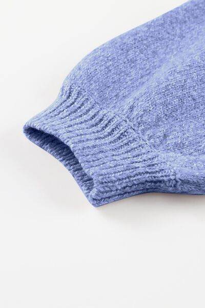 Openwork V-Neck Long Sleeve Sweater - Hovatok