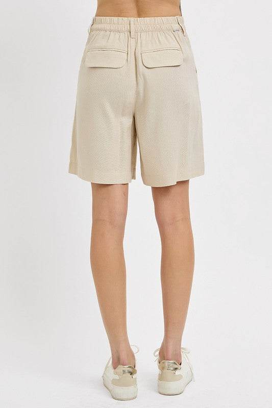 RISEN High Rise Pleated Front Shorts - Hovatok