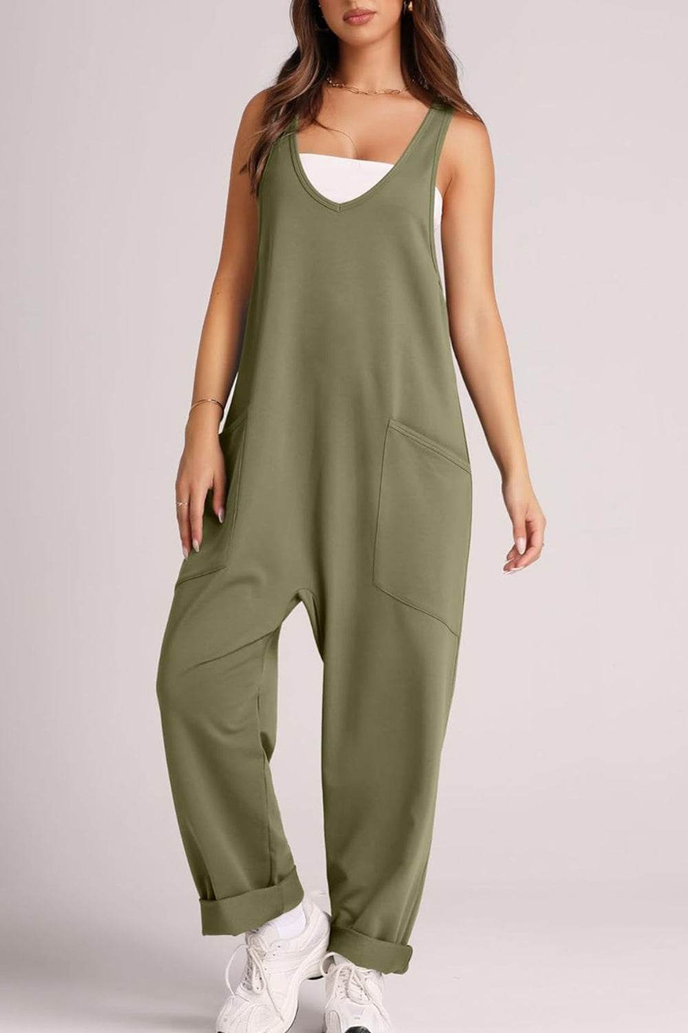 Lovelet Wide Strap Jumpsuit with Pockets - Hovatok