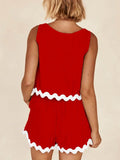 Contrast Trim Round Neck Tank and Shorts Set - Hovatok