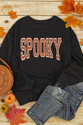 SPOOKY Round Neck Long Sleeve Sweatshirt - Hovatok