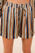 Mittoshop Drawstring Striped Satin Shorts - Hovatok