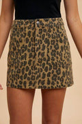 Annie Wear Leopard Denim Mini Skirt - Hovatok