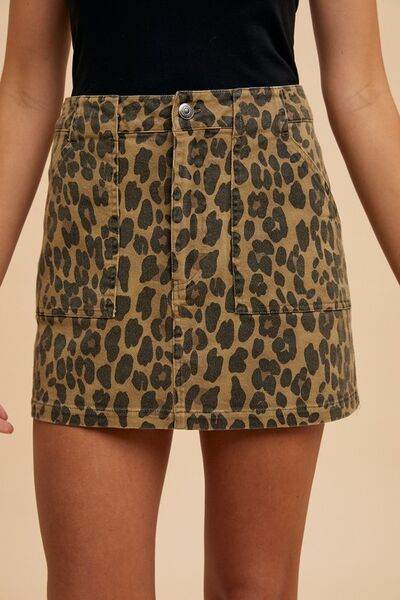 Annie Wear Leopard Denim Mini Skirt - Hovatok