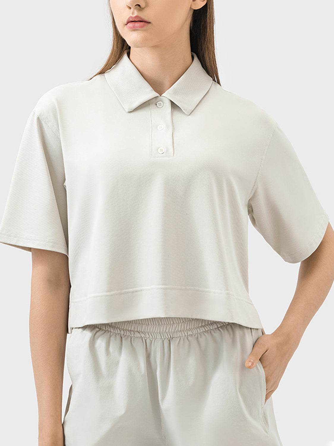 Millennia Half Button Short Sleeve Active T-Shirt - Hovatok