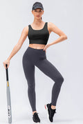 Wide Waistband Slim Fit Active Leggings - Hovatok