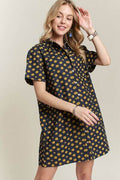 ADORA Floral Button-Up Mini Denim Dress - Hovatok