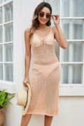 Openwork Lace-Up Sleeveless Cover Up - Hovatok