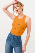 And The Why Bat Embroidered Ribbed Tank - Hovatok