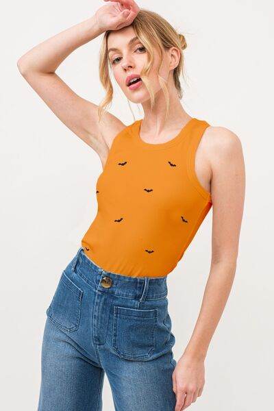 And The Why Bat Embroidered Ribbed Tank - Hovatok