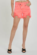 RISEN Raw Hem Asymmetrical Waist Denim Shorts - Hovatok