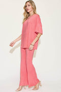 Basic Bae Full Size Bamboo Drop Shoulder T-Shirt and Flare Pants Set - Hovatok