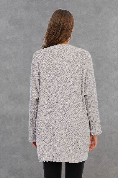 Angel Wings Pocketed Open Front Long Sleeve Cardigan - Hovatok