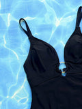 Crisscross Spaghetti Strap Plunge One-Piece Swimwear - Hovatok