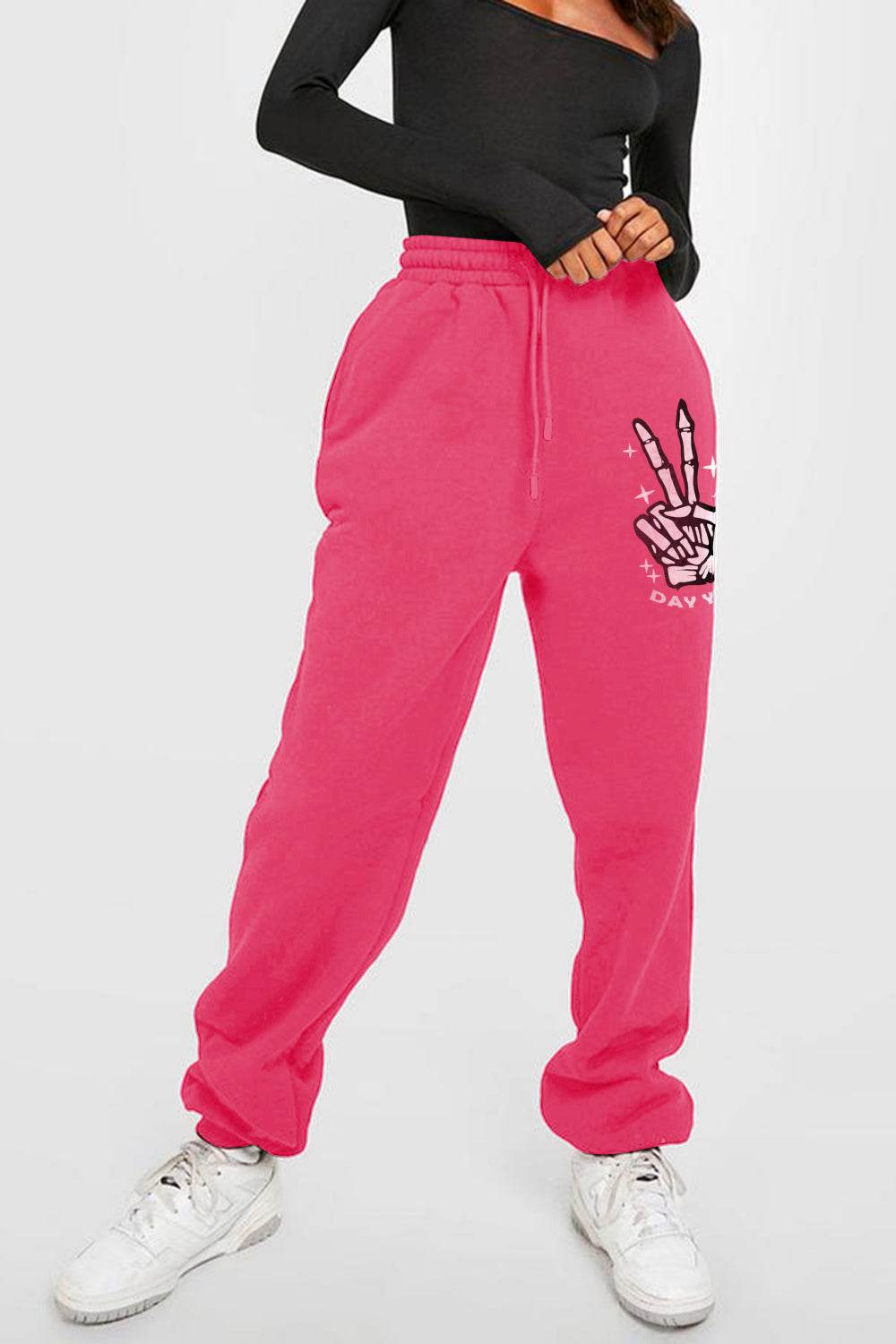 Simply Love Simply Love Full Size Drawstring DAY YOU DESERVE Graphic Long Sweatpants - Hovatok