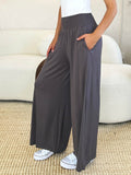 Basic Bae Full Size Smocked Wide Waistband Wide Leg Pants - Hovatok