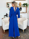 Double Take Full Size Surplice Wide Leg Jumpsuit with Pockets - Hovatok