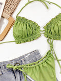 Frill Trill Halter Neck Bikini Set - Hovatok
