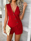 Devine Button Down Sleeveless Top and Shorts Set - Hovatok