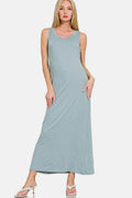 Zenana Scoop Neck Wide Strap Tank Dress - Hovatok