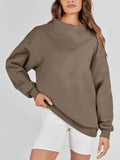 Mock Neck Drop Shoulder Long Sleeve Sweatshirt - Hovatok