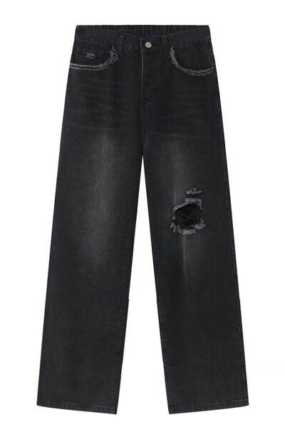 Distressed Mid Rise Men's Jeans - Hovatok