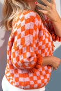 Double Take Tied Checkered Dropped Shoulder Flounce Sleeve Cardigan - Hovatok