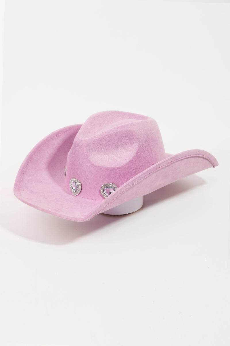 Fame Rhinestone Pave Heart Cowboy Hat - Hovatok