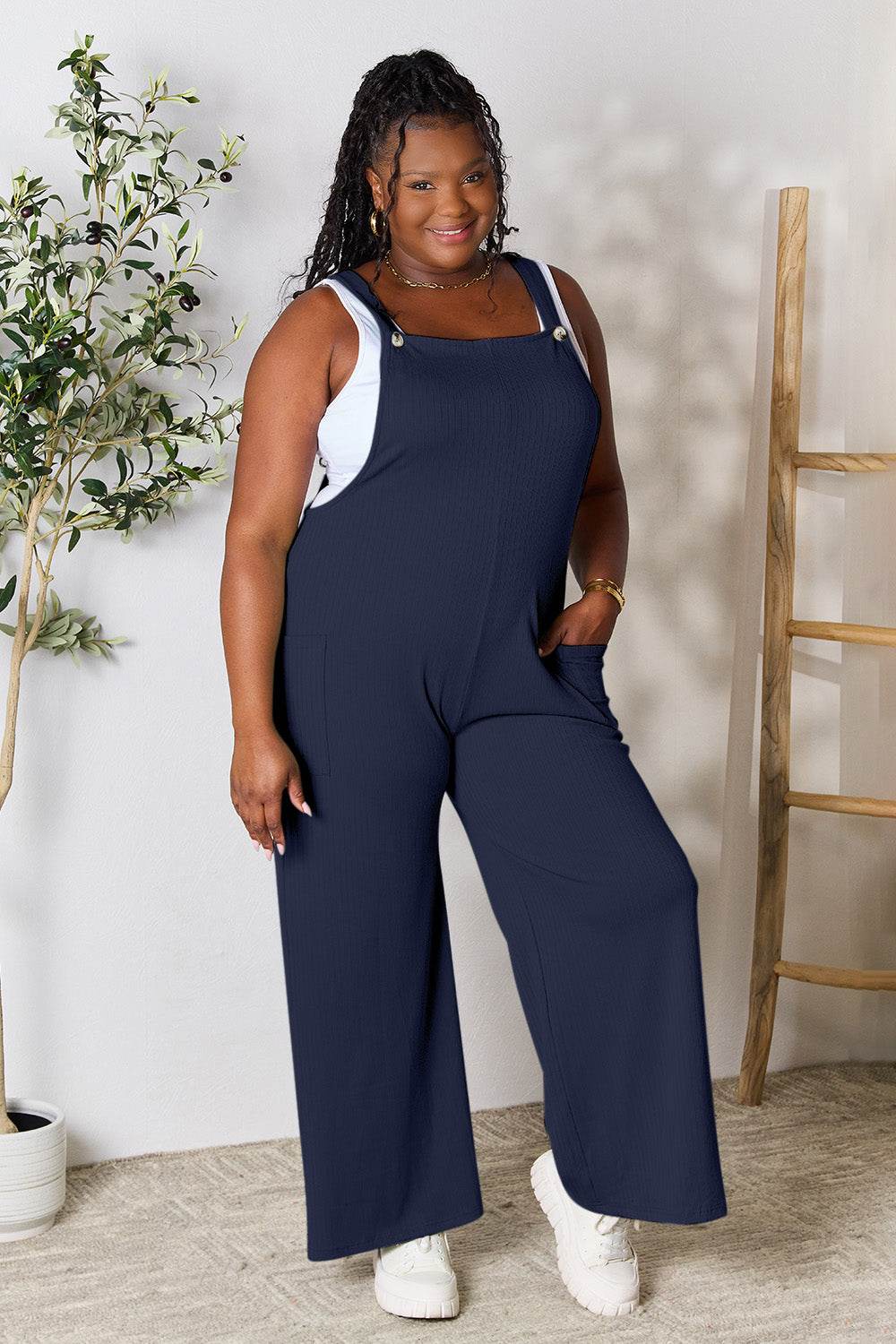 Double Take Full Size Wide Strap Overall with Pockets - Hovatok